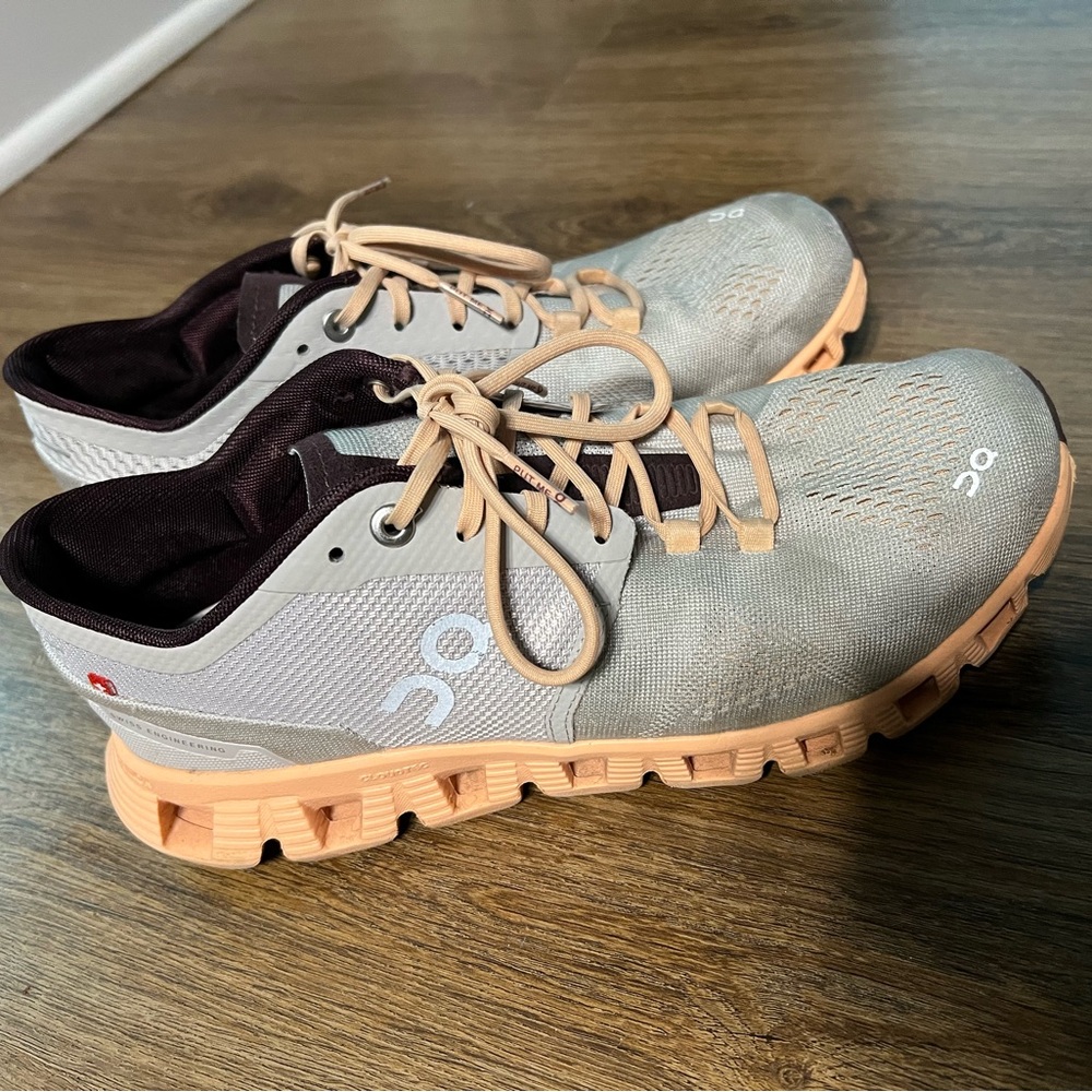 On Running | Cloud X | Silver and Almond | Sz 8